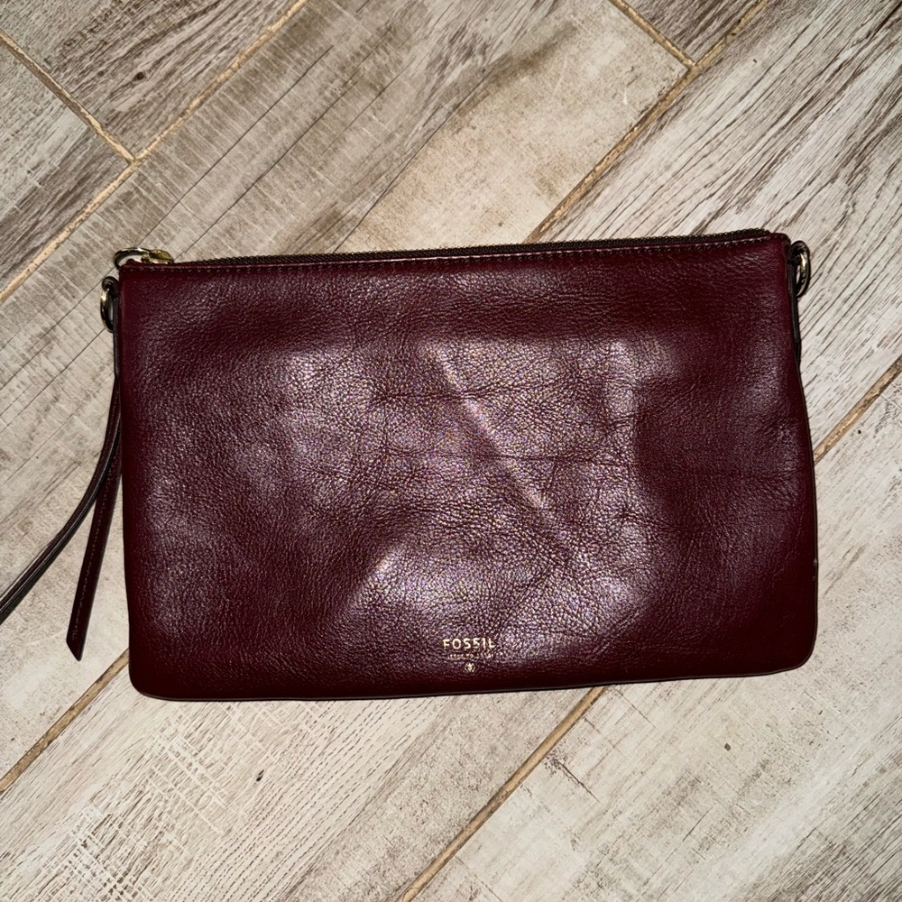 Fossil Brown Leather Wristlet Clutch